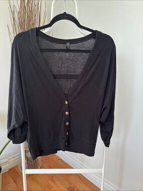 Black Button-Front Women’s Top